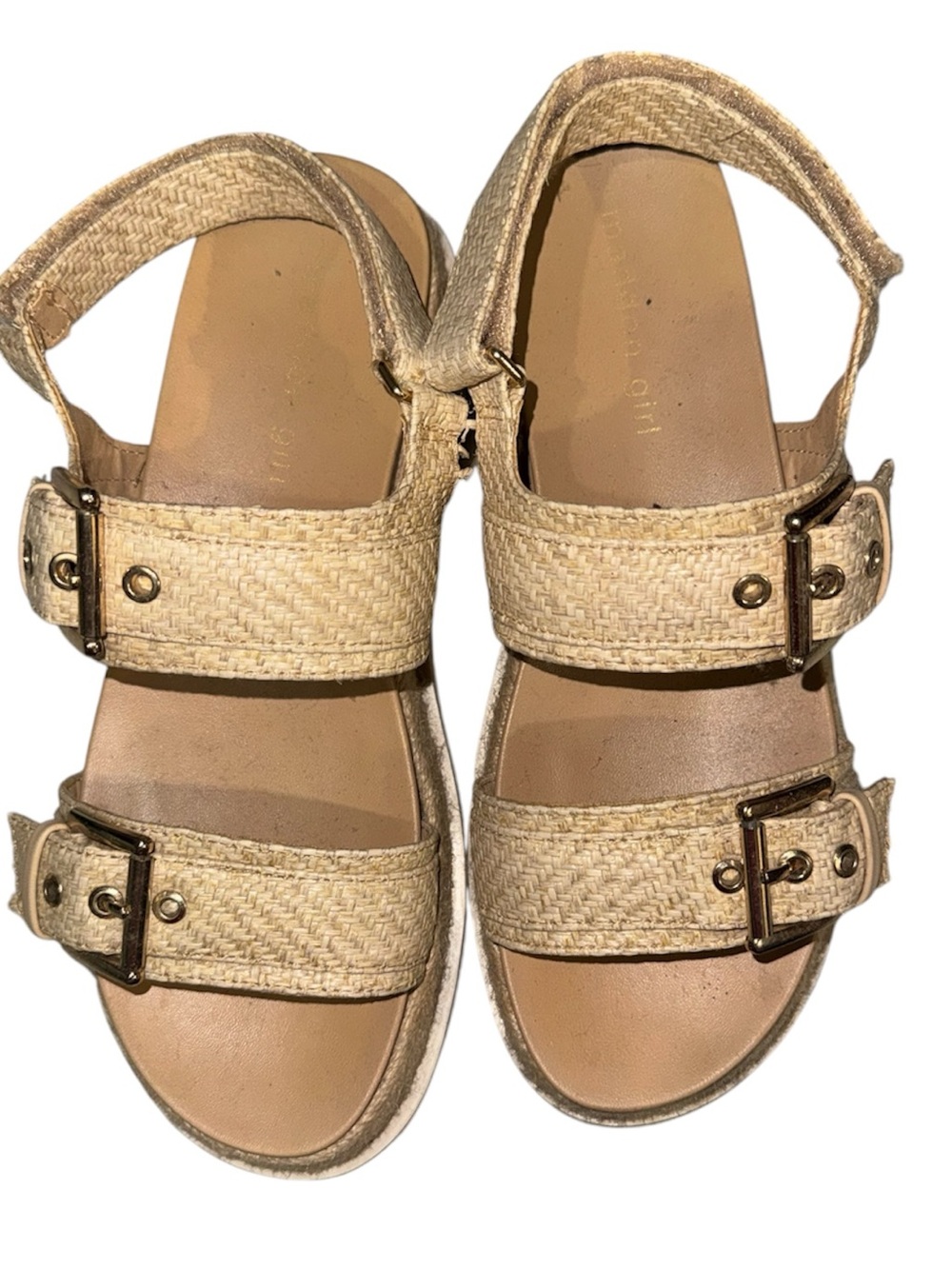 madden girl double-buckle raffia upper Marciaa Women's Platform Sandals Size 8